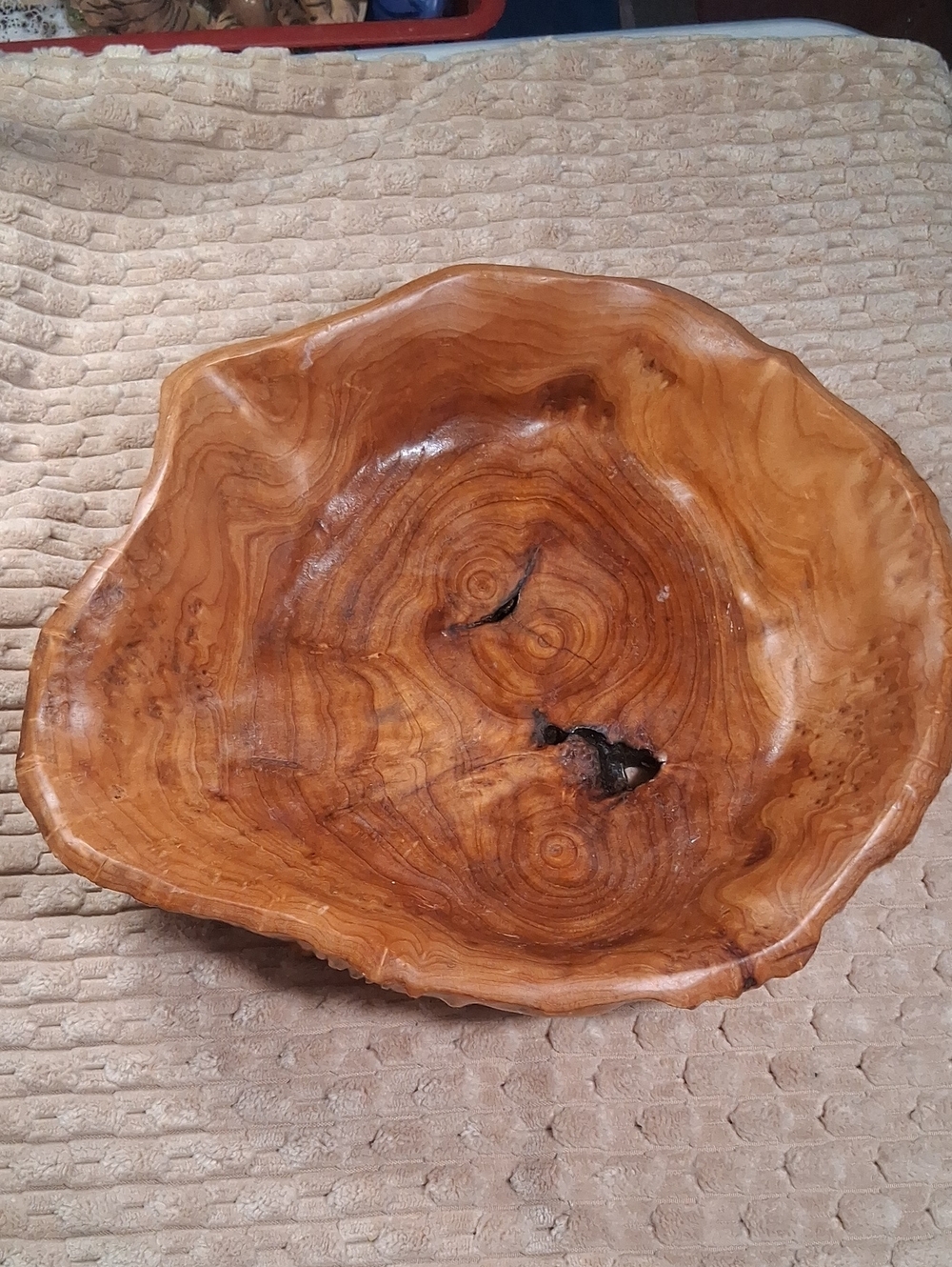 Handcarved Natural Root Wood Serving Bowl